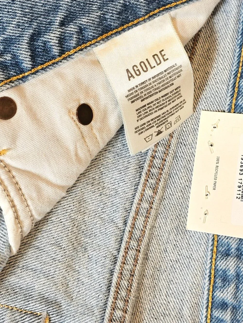 AGOLDE Parker Long Short Size 32 NWT Swapmeet Light Wash Button Fly